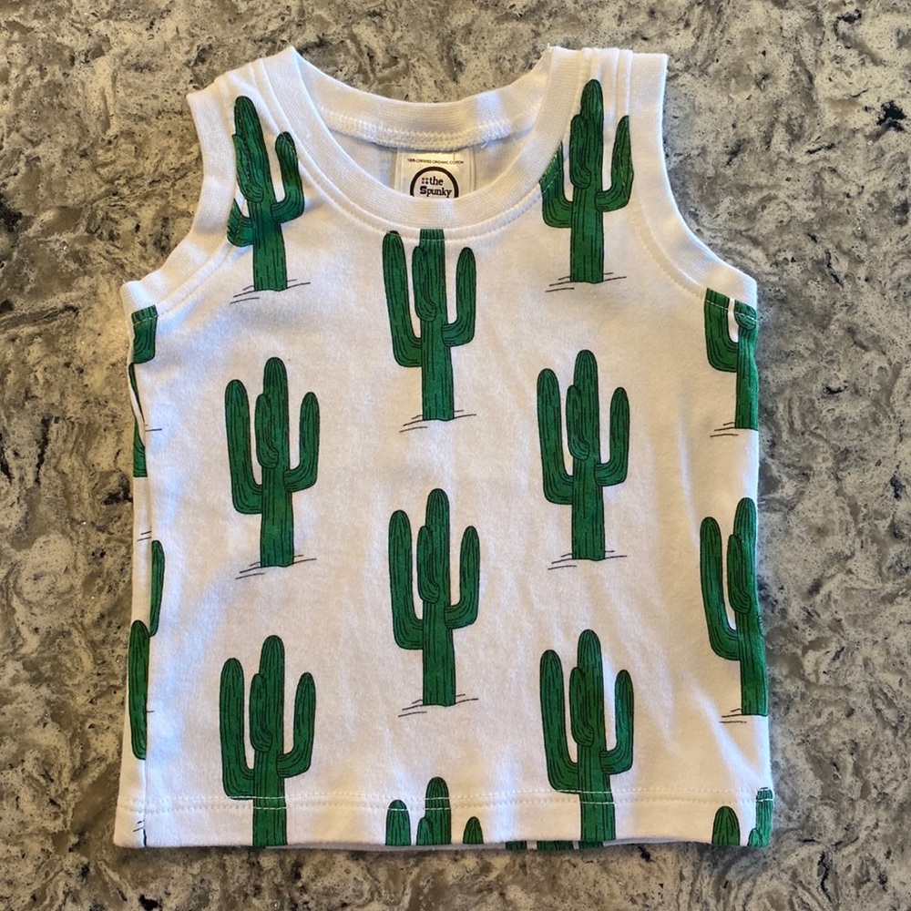 The Spunky Stork 100% certified organic Cactus tank size 6-12 months